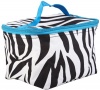 Cute! Cosmetic Makeup Bag Case Zebra Print Blue Trim Small