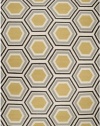 Surya Fallon Jill Rosenwald Honeycomb Flatweave Area Rug, 3-Feet 6-Inch by 5-Feet 6-Inch, Light Blue/Black/Cream/Yellow