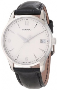 Movado Men's 0606569 Circa Black Crocodile-Embossed Leather Strap Watch