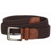 Brown Gunmetal Buckle Leather Tipped Braided Belt