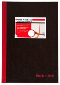 Black n' Red Casebound Hardcover Notebook, 11-3/4 x 8-1/4 Inches, Black, 192 sheets (D66174)