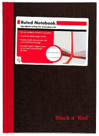 Black n' Red Casebound Notebook, Ruled, 8 1/4 x 5  7/8 Inches, White, 96 Sheets per Pad (E66857)