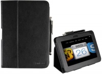 amCase(TM) Classic Leather Case and Stand for Kindle Fire HD 7-inch, Black (with built-in wake up/sleep function)