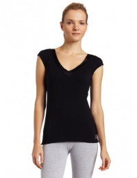 Calvin Klein Womens Essentials With Satin Short Sleeve Dolman Pajama Top, Black, Medium