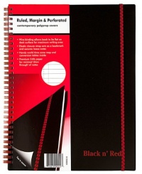 Black n' Red Twin Wire Poly Cover Notebook, 11 x 8-1/2 Inches, Black, 70 sheets (K66652)