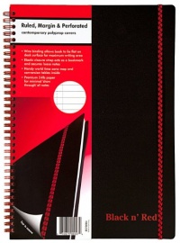 Black n' Red Twin Wire Poly Cover Notebook, 11-3/4 x 8-1/4 Inches, Black, 70 sheets (140 pages) (E67008)