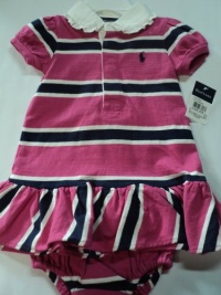 Polo Ralph Lauren Short-sleeved Rugby Dress, Toddler Girls, 18 Months Pink Stripes