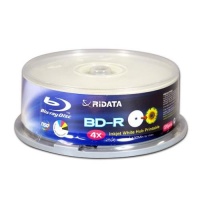 Ridata BDR-254-RDIWN-CB25 4X 25 GB Inkjet White Hub-Printable, 25-Piece Cake Box of Discs