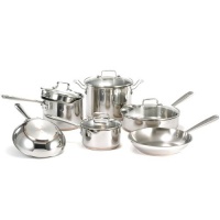 Emeril Stainless Steel with Copper and Pouring Spouts Dishwasher Safe 10-Piece Cookware Set, Silver