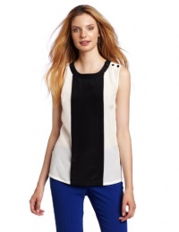 Trina Turk Women's Colorblock Cassidy Top, Ivory/Noir, Small