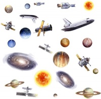 RoomMates RMK1003SCS Space Travel Peel and Stick Wall Decals