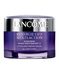 Introducing our Super Lifting partners from our Anti-Aging franchise. Redefine facial contours with our new multi-action lifting and firming effect for all skin types. With time, alterations in the skin's structure can affect firmness causing the skin to lose its youthful quality. A visible improvement in skin tightening helps restore skin's youthful look. Rénergie Lift Multi-Action features Multi-Tension technology, designed to target skin layers.* *Based on four ingredients tested separately in-vitro. ResultsIn four weeks, the skin appears younger and firmer. Skin feels tightened, as if lifted, and the surface appears smoother and refined. All facial zones appear visibly rejuvenated. Non-Comedogenic. Non-Acnegenic.Dermatologist-tested for safety.