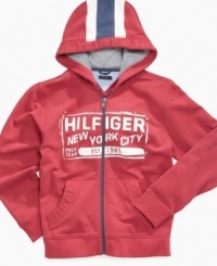 Racing stripe cool. This hoodie from Tommy Hilfiger will give your little guy's look a sleek style.