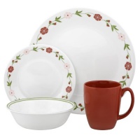 Corelle Contours Spring Pink 16-Piece Dinnerware Set, Service for 4