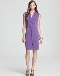 Play up this season's pastel palette with this Elie Tahari sheath dress. A ruffled collar and tailored waistline lend femininity to the sleek silhouette.