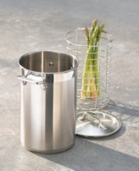 Constructed with a nonreactive stainless steel interior, a pure aluminum core throughout the pot and a hand-polished magnetic stainless steel exterior. Features riveted, stay-cool handles, stainless steel lid and a removable basket. Oven safe to 500°. Dishwasher safe; hand wash to maintain luster. Manufacturer's limited lifetime warranty.