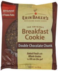 Erin Baker's Breakfast Cookies, Double Chocolate Chunk, 3-Ounce Individually Wrapped Cookies (Pack of 12)