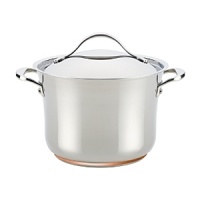 Strong, longlasting stainless steel construction makes this durable stock pot from Anolon perfect for creating hearty stews, flavorful sauces and more. The handles are secured with sturdy dual rivets, making it easy to maneuver and transport.