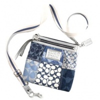 Coach Patchwork Poppy Signature Swingpack Crossbody Messenger Bag Purse Denim