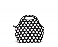 BUILT Neoprene Gourmet Getaway Lunch Tote, Big Dot, Black and White