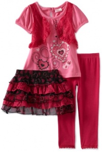 Nannette Baby-girls Infant Lace and Heart Skirt Legging Set, Fuschia, 24 Months