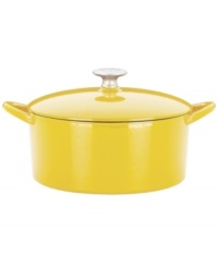 Classic good looks and outstanding performance put this covered dutch oven at the front of its class. Famed chef Mario Batali introduces the beauty of cast iron into your kitchen with a versatile addition that heats up fast, retains heat like a pro and eliminates hot spots that burn foods. The durable enameled finish requires no seasoning and is easy to clean-just pop in the dishwasher! Limited lifetime warranty. (Clearance)