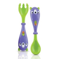 Nuby Spoon and Fork Set, 3-D Monster