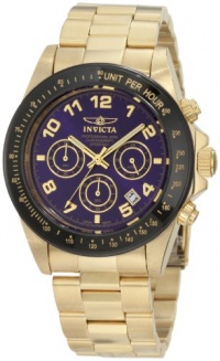 Invicta Men's 10704 Speedway Chronograph Blue Dial 18k Gold Ion-Plated Stainless Steel Watch