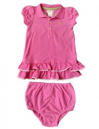 Ralph Lauren Layette Girls Ruffled Polo Dress, Pink, 12M