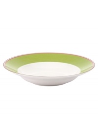 Have more fun at the table with the peppy pink and green bands and sublime durability of this Market Street Green soup bowl by kate spade.