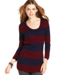 Rugby stripes make this long sleeve tunic from Cotton Emporium fun and oh-so sporty!