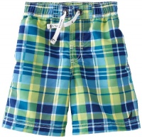 Nautica Sportswear Kids Boys 2-7 Plaid Swim Trunk, Yellow, Medium