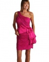 Laundry by Shelli Segal Pink One Shoulder Silk Chiffon Dress