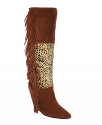 What do you get when the animal kingdom meets the wild wild west? Betsey Johnson's Zohara fringe boots! With an animal print panel and trendy fringe details, this style is not for the shy.