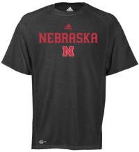 Nebraska Cornhuskers adidas Black Heather Anti-Microbial Football Sideline T-Shirt