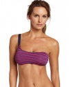 Splendid Women's Malibu Stripe Bandeau Top, Navy/Fuchsia, X-Small