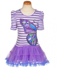 Beautees Glitterwing Dress (Sizes 4 - 6X) - lilac/off white, 6