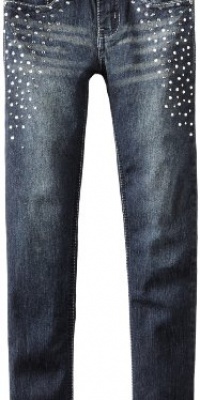 Almost Famous Girls 7-16 Stud Trim Jean, Dark Night Wash, 7