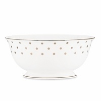 Kate Spade's Larabee Road Platinum, peppered with platinum polka dots, will give your table its own personality. Crafted of white bone china, each piece is dishwasher safe.