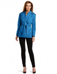 Larry Levine Women's Water Resistant Double Breasted Lightweight Trench Coat