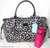 Kate Spade Stevie Baby Diaper Bag Classic Black White Lindenwood Leopard