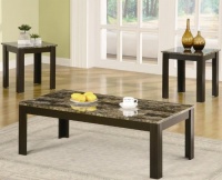 Coaster 3 Piece Occasional Table Sets Coffee and End Table Set with Marble-Look Top