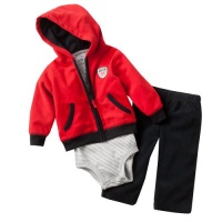 Carter's 3 Pc Micro Fleece Cardigan Set - Rockstar-3M