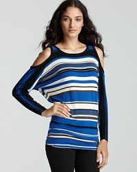 Cutout shoulders lend intrigue to this vibrantly striped Bailey 44 top.