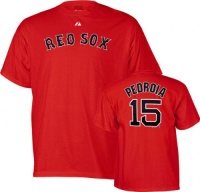 Majestic MLB Boston Red Sox #15 Pedroia T-Shirt RED Sm