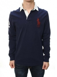 Polo Ralph Lauren Men's Custom Fit Long Sleeve Polo Shirt Big Pony Navy Blue