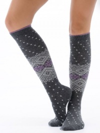 Womens Print Knee Hi Socks Cashmere Virgin Wool blend 7 Color Options