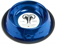 Platinum Pets 32oz Sapphire Blue Stainless Steel Embossed Non-tip Dog Bowl