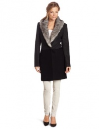 DKNYC Women's Long Sleeve One Button Coat, Heather Charcoal, Medium