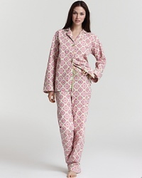 A classic pajama set gets an exotic update with Moroccan tile-inspired print.